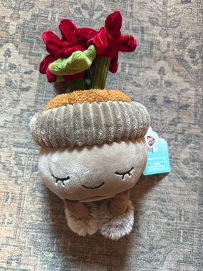 Plush Potted Plant Decorative Soft Toy Poinsettia Plant  - Beige, Red